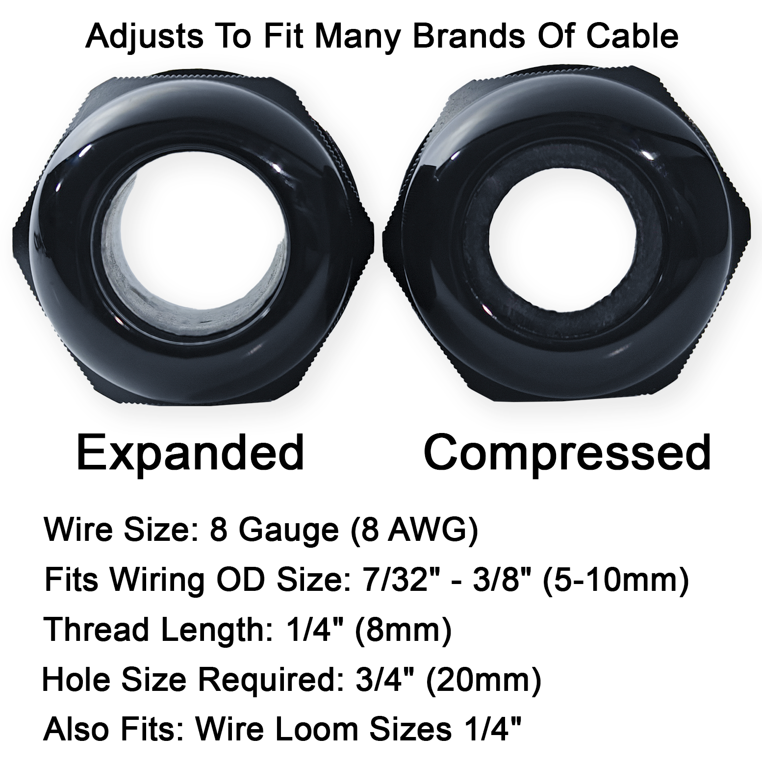 8 Gauge (8 AWG) Nylon Firewall Grommet Bushing - Image 6