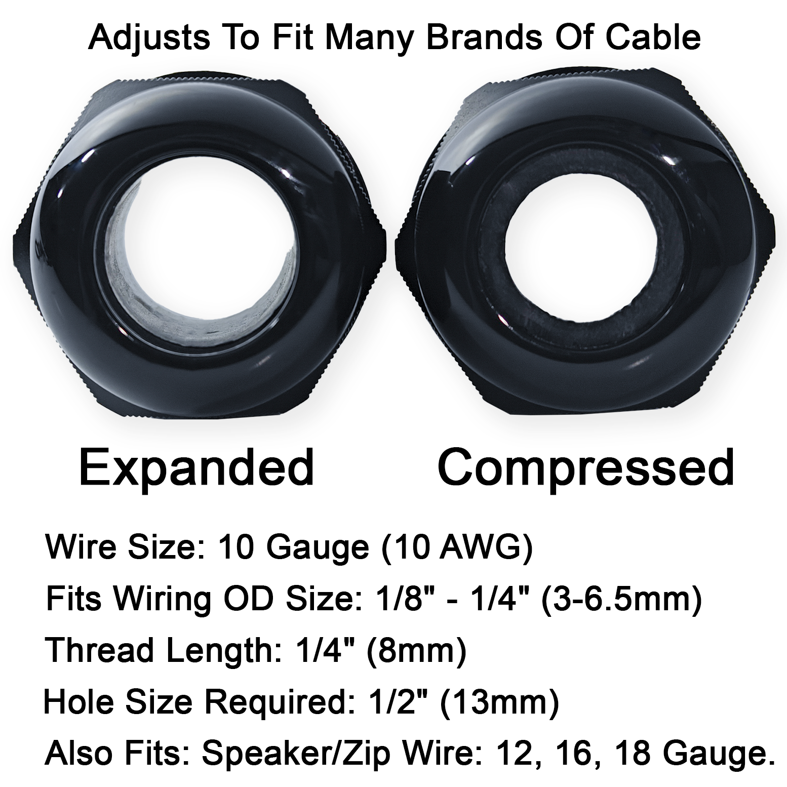 10 Gauge (10 AWG) Nylon Firewall Grommet Bushing - Image 4
