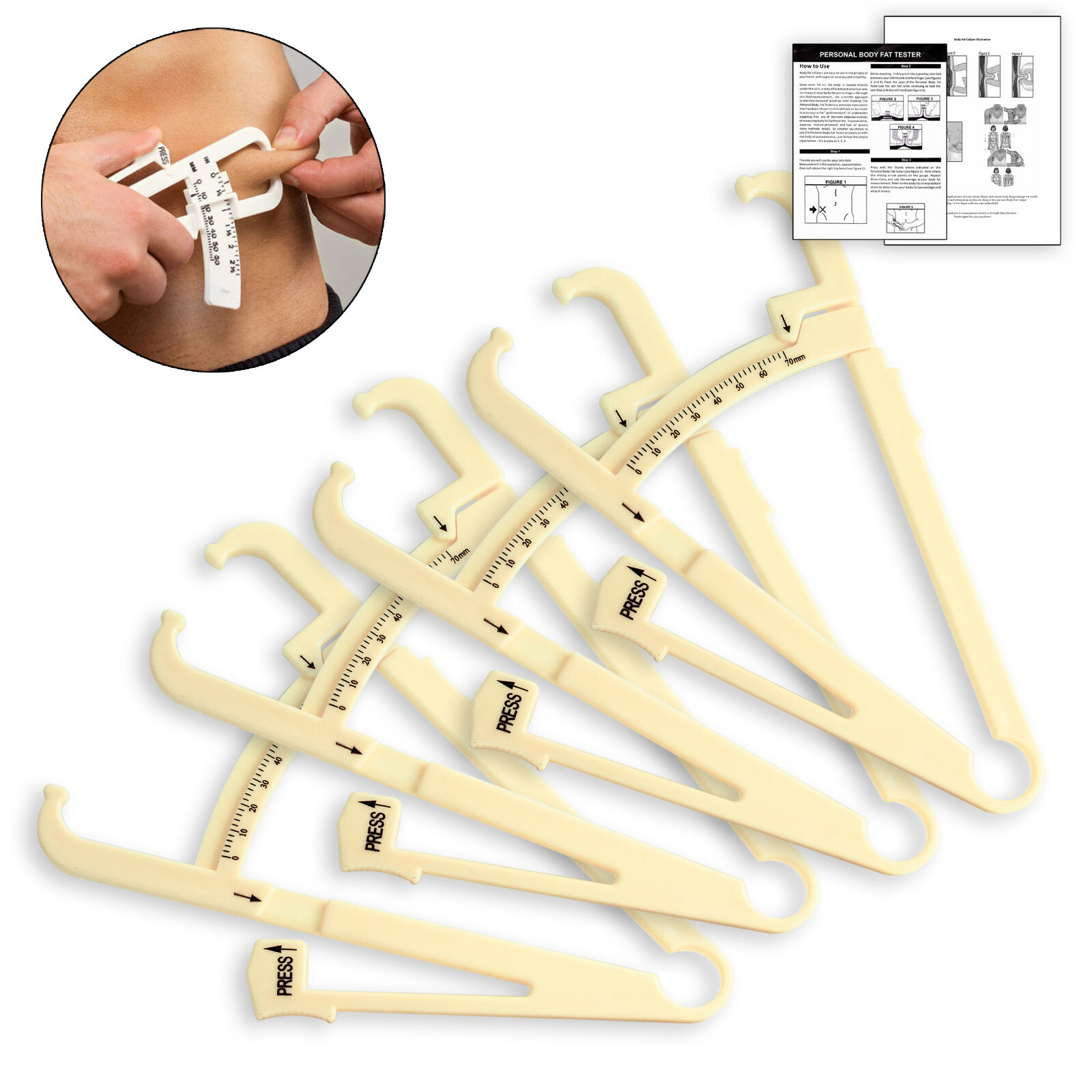 4-Pack Personal Body Fat Caliper & Skinfold Tester