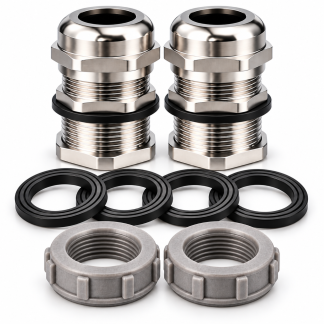 VoltPassThru PG21 nickel-plated brass cable glands 2 pack for 10–18 mm cable